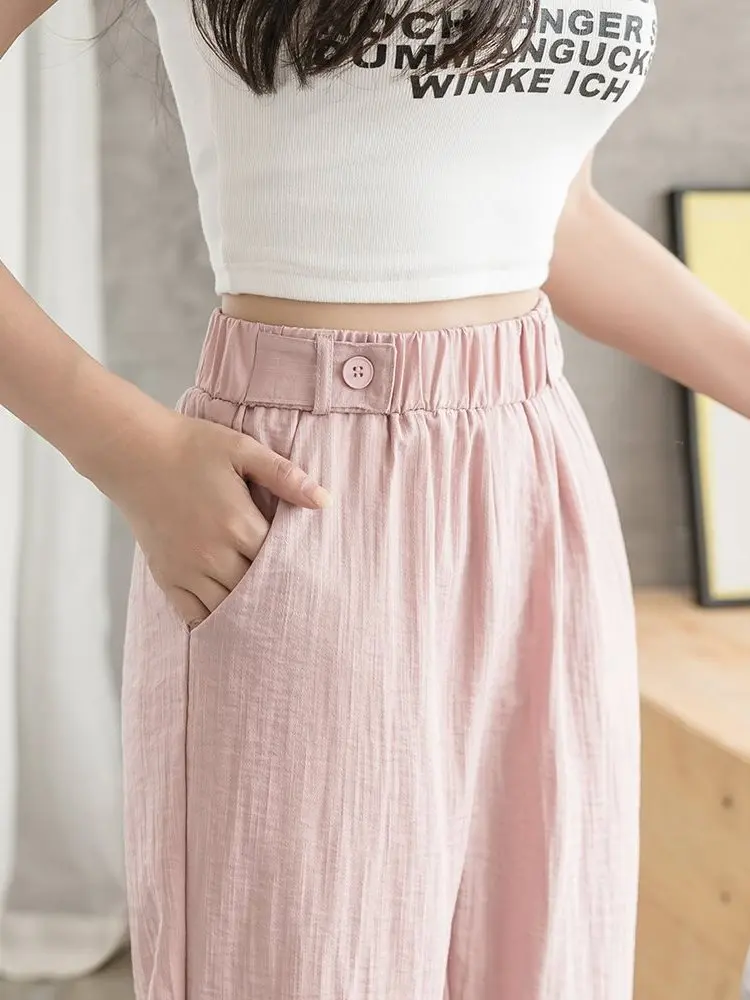 Casual Straight Leg Pants for Women Street Sle l Waist Nine Points Casual Trousers Fem Model Chinese Manufacturer