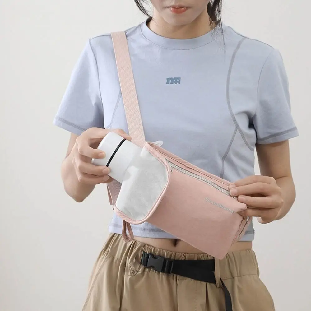 

With Shoulder Strap Water Bottle Crossbody Bag Waterproof Adjustable Cup Carrier Holder Sleeve Pouch Large Opening Front Pocket