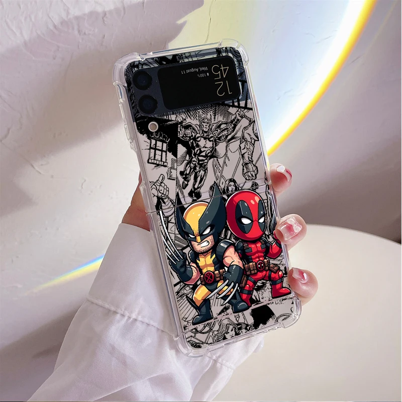 Custodie per telefoni per Samsung Galaxy Z Flip 5 case Z Flip 6 4 ZFlip 5 zflip Flip4 Airbag funda Cover Marvel Cool Wolverine Friend