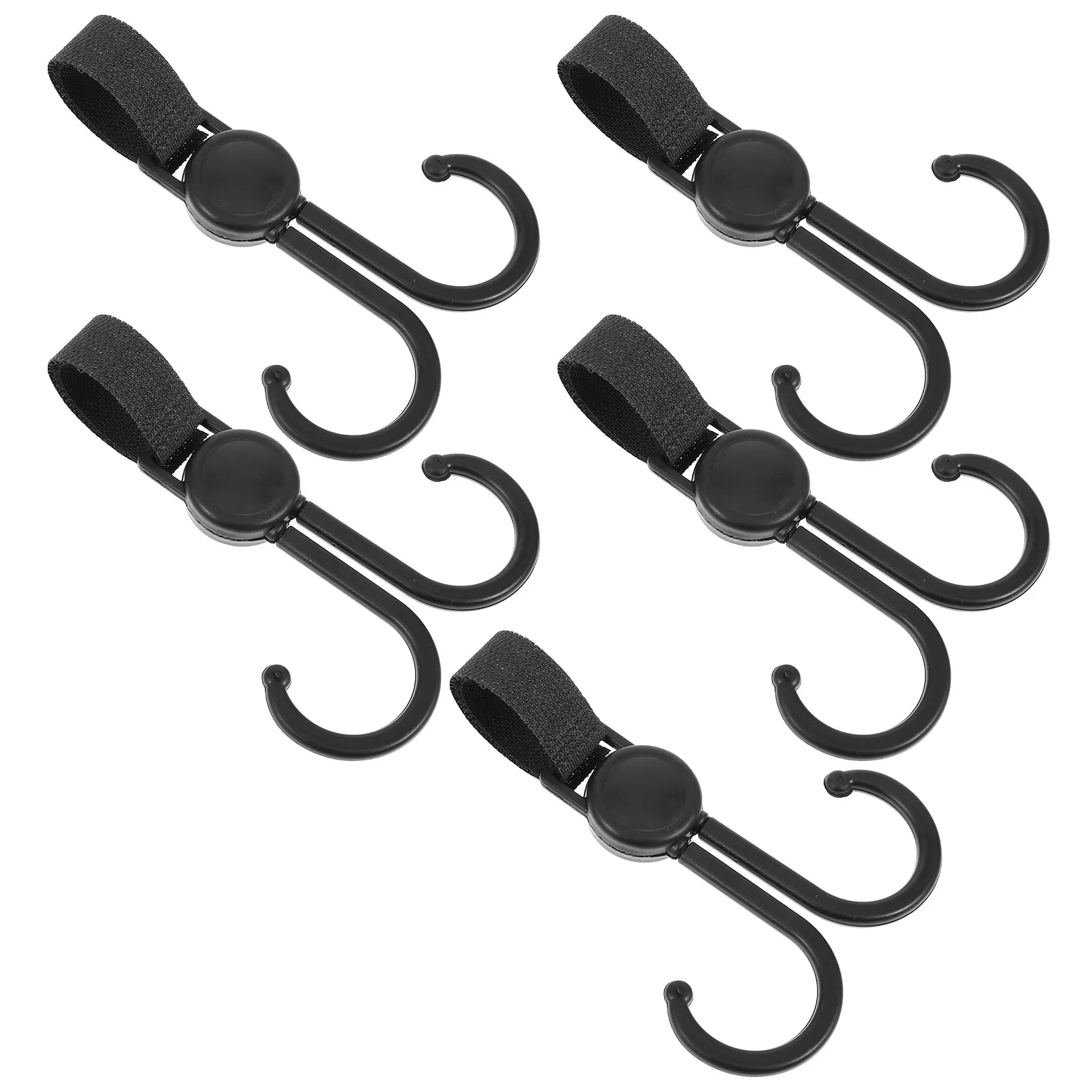 5Pcs Rotatable Hanging Hooks Multipurpose Adjustable Hooks for Stroller Shopping Cart Car Back Seat Organizer Hanging Buckles