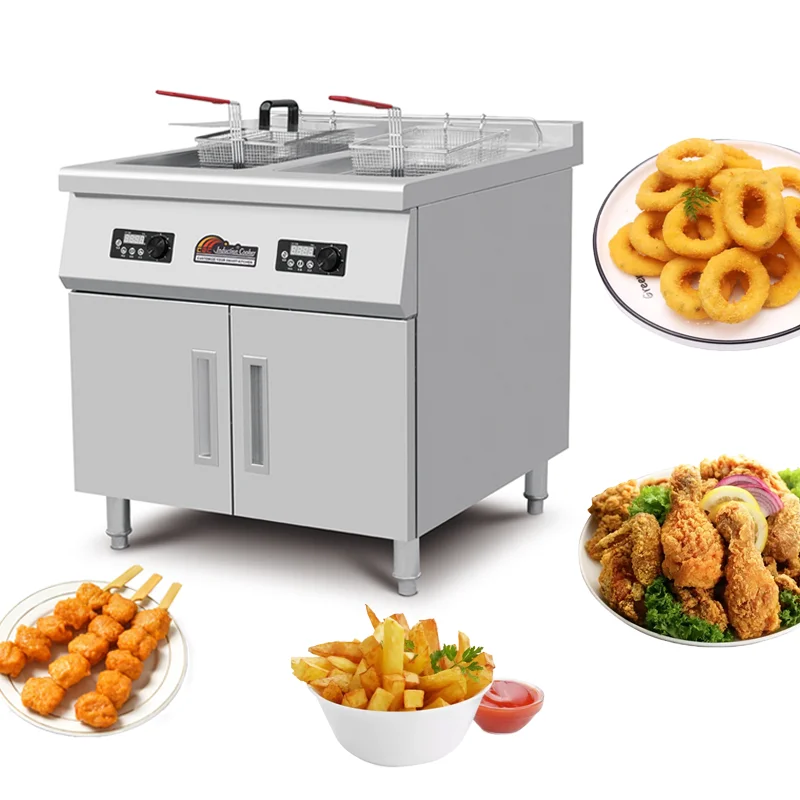 

Restaurant Deep Frier Frying Machine Friteuse Friggitrice Double Tank Commercial Electrical Deep Fryer for Fried Chicken