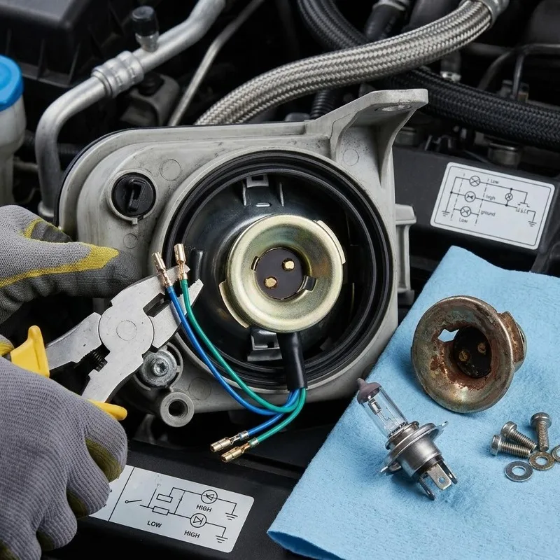 Motorcycle Electric Headlight Bulb Socket Lamp Holder Base Ignitor Wire Vehicle Single Claw Headlight Lamp Holder Mount