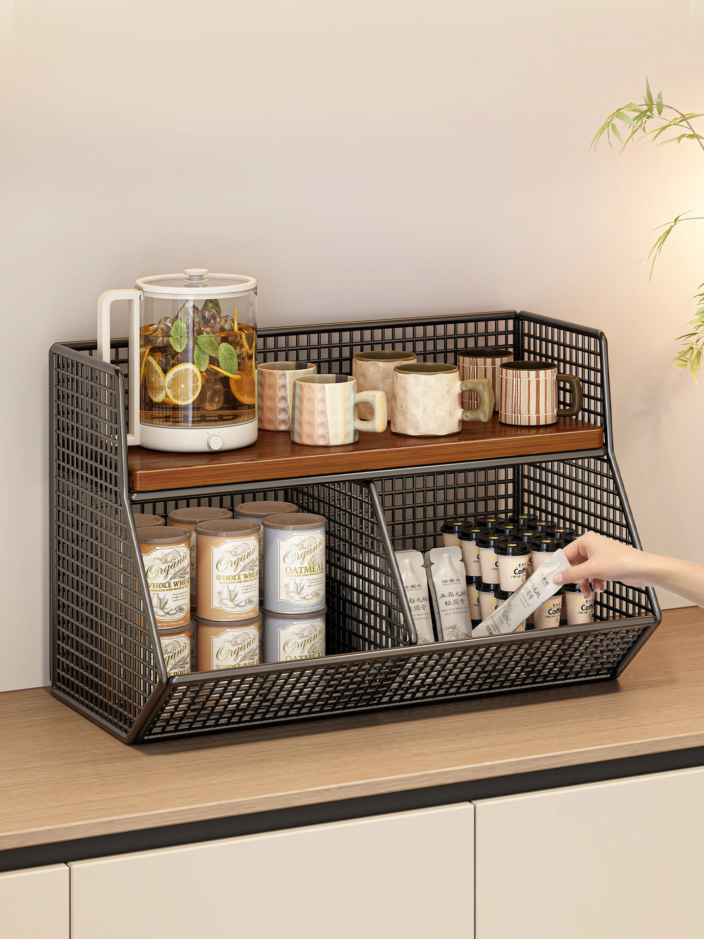 

Подстаканник для гостиной, настольный ящик для хранения чайной чашки, угловая композиция для кофе, шкаф, обеденный стол, металлический материал Ra