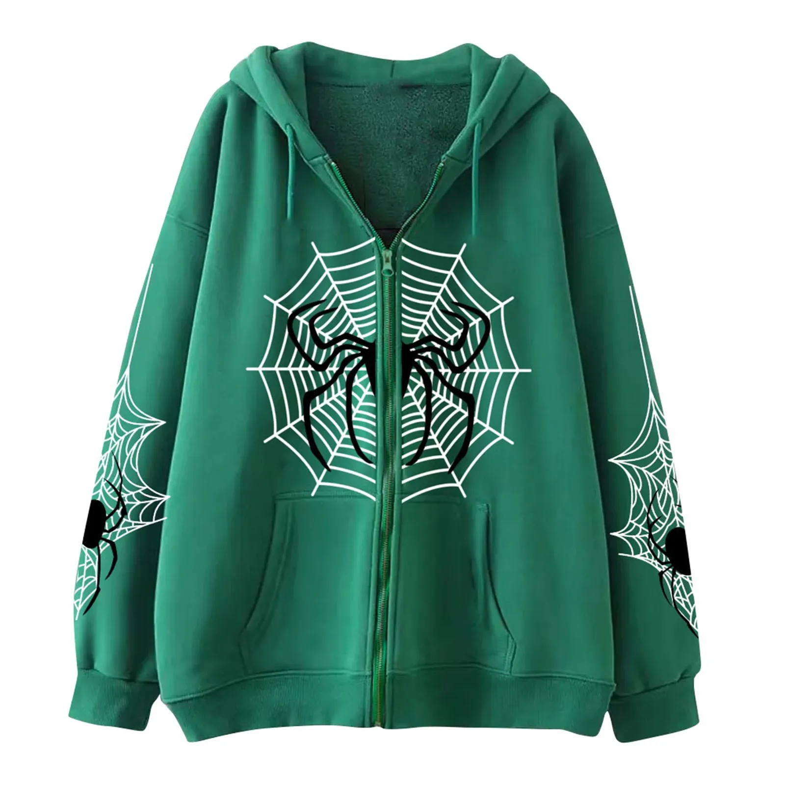 

Толстовка на молнии с принтом паутины для пары Harajuku Y2K, весенне-осенняя модная уличная стильная удобная толстовка большого размера, топы