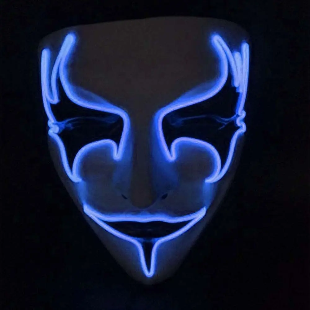 Maschera puntelli puntelli per feste maschera luminosa maschera lampeggiante a pieno facciale V per maschera di Vendetta maschera incandescente maschera Cosplay maschera luminosa a Led