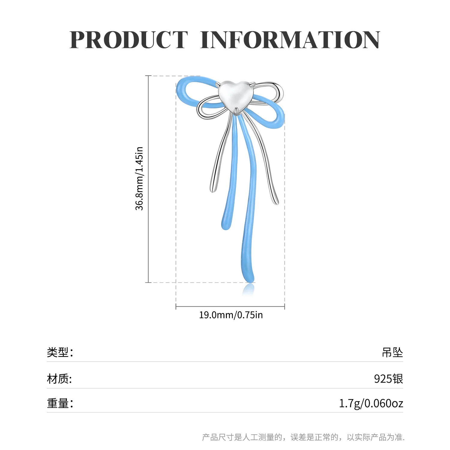 S925 Sterling Silver Blue Bow Necklace Simple Hollow Y2K Millennial Style Personality Necklace Stainless Steel Jewelry