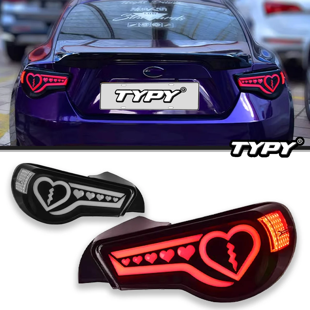 

TYPY Car LED Tail Lights For Toyota GT86/BRZ Taillight 2012-2020 LED Heart-Shaped Tail Lamp Projector Tail Lamp Daytime Light
