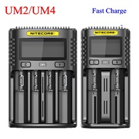 Original Nitecore UM4 UM2 LCD Smart Battery Charger for Li-ion/IMR/INR/ICR/LiFePO4 18650 14500 26650 AA 3.7 1.2V 1.5V Batteries