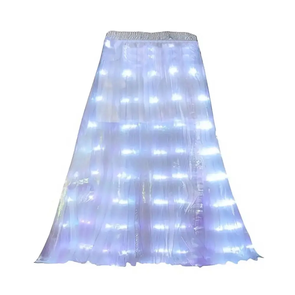 Shiny Luminous Led Skirt White Long Light Up Skirt Festival Fluorescent Shows Dance Props Stage Performance