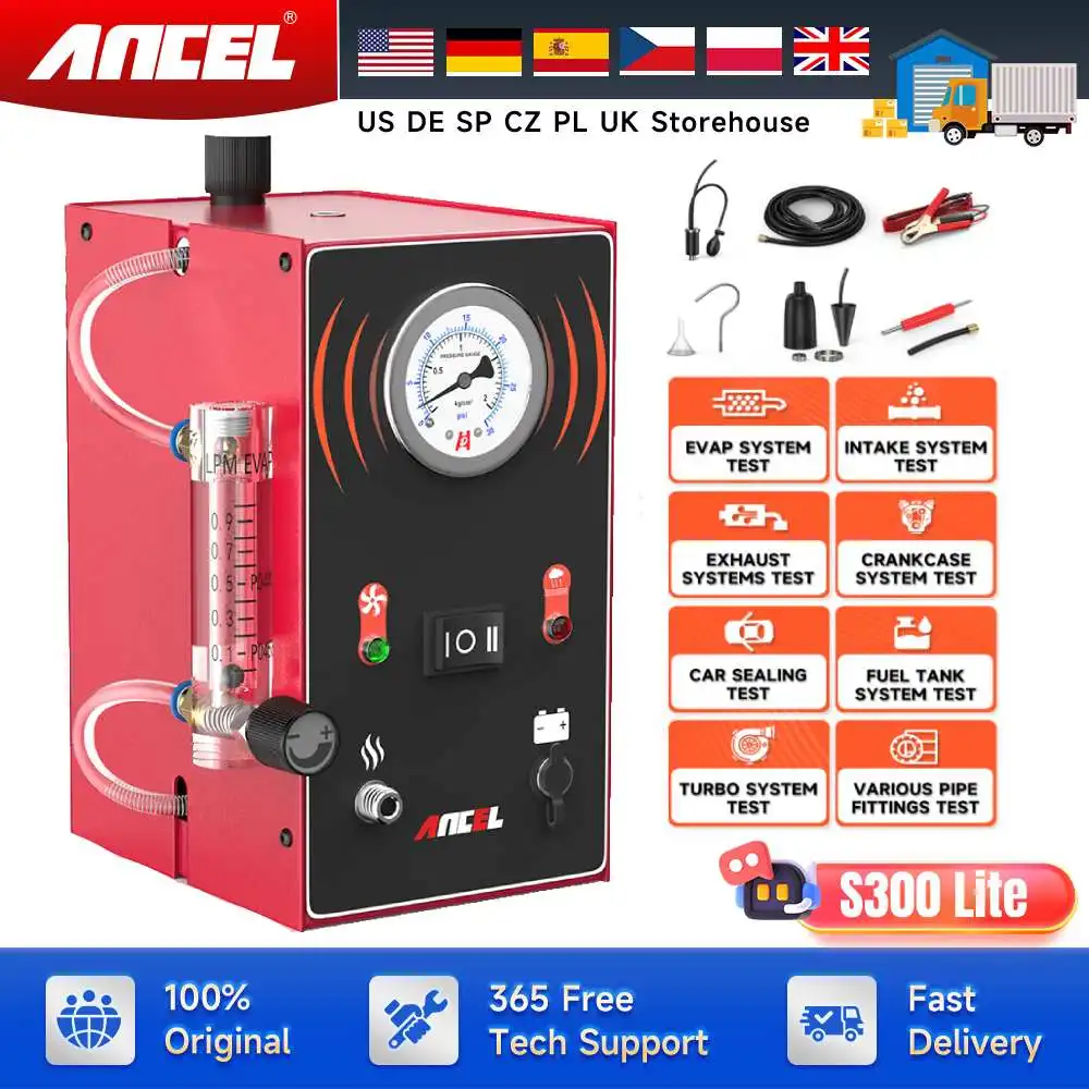 

ANCEL S300 Lite Car Fuel Leak Detectors EVAP Leaks Tester 12V Smoke Machine Leak Detector Diagnostic Tester for All Cars