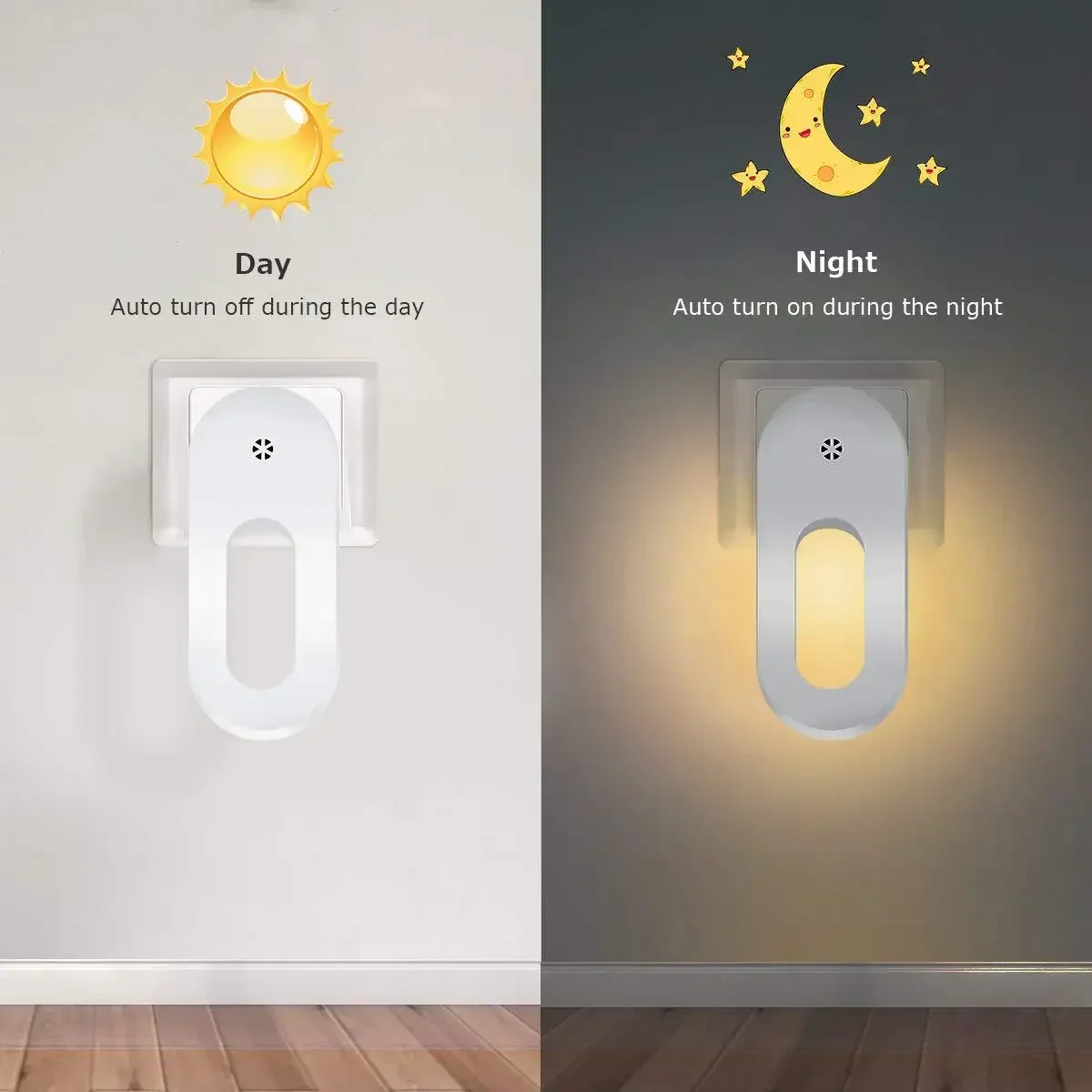 LED Plug Night Light EU/US Wall Socket Lamp With Twilight Sensor Energy Saving Kids Room Bedroo Portable Night Lights