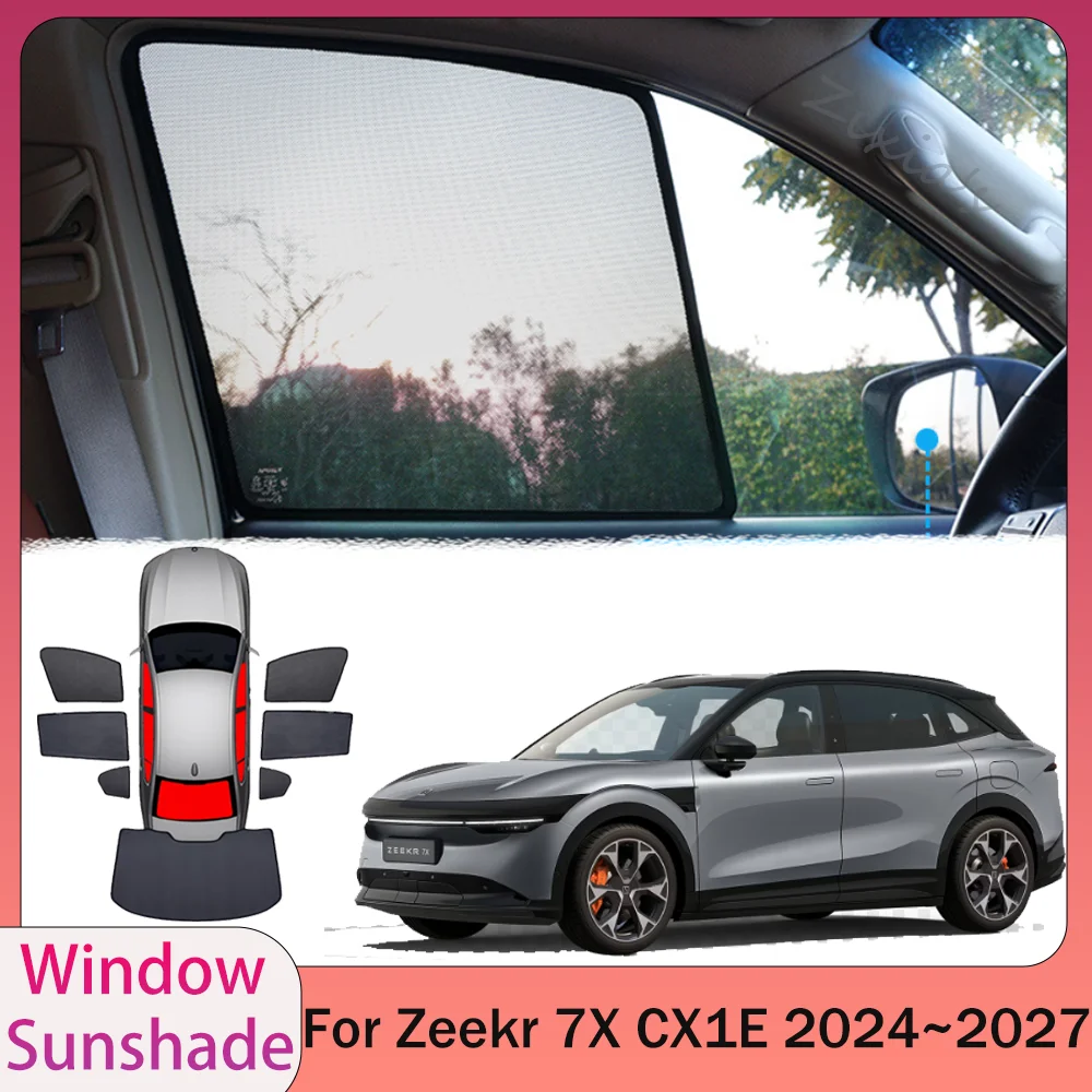 

Для Zeekr 7X CX1E 2024~2027 2025 2026: Магнитная сетчатая солнцезащитная шторка для боковых окон автомобиля, защита от солнца, аксессуары для интерьера