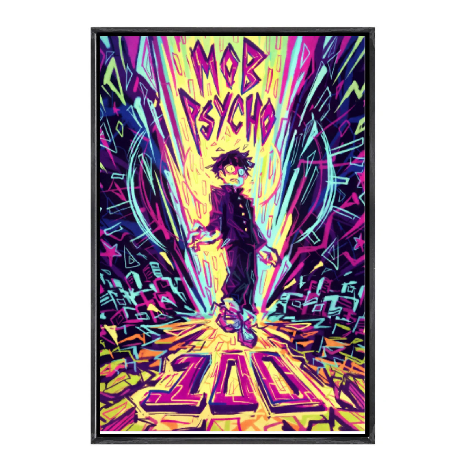 

Японская манга, многоразмерный холст, постер в двойной рамке, настенное искусство, Моб Психо 100, домашний декор