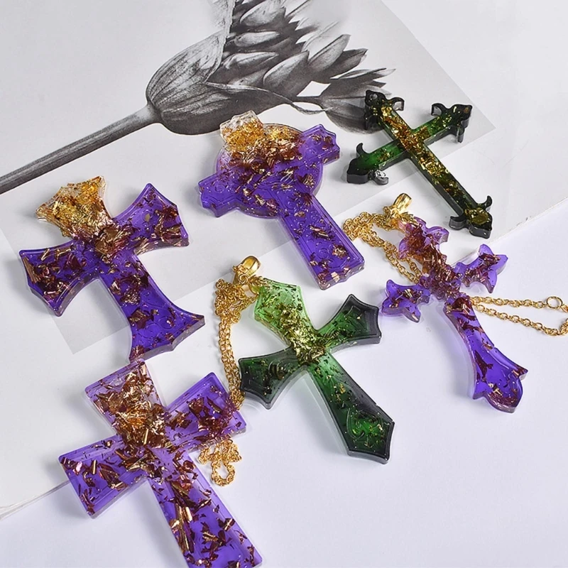 Various Styles Cross Earring Drop Glue Mold Diy Christmas Keychain Necklace Mold for Key Pendant Ornament Silicone Mold