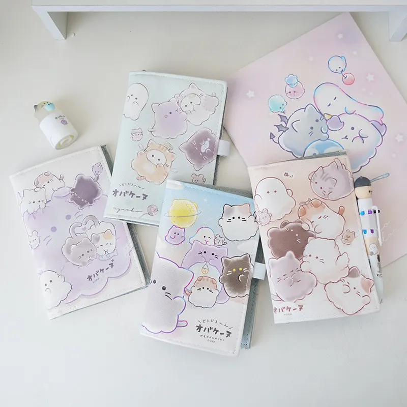 Cartoon Stationery Storage Set Include Multi Pocket Storage Pouch and Notebook Portable Bag Passport Book Set Students Gifts