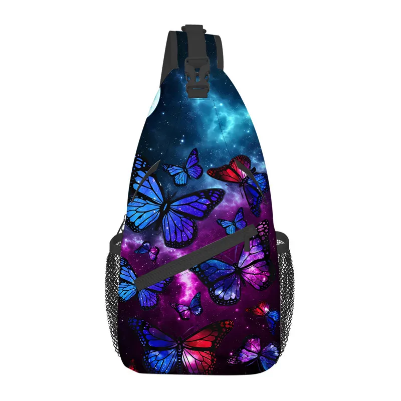 Brilliant Butterfly Chest Bag Boy/Girls Best Gift 2D Flat Cartoon Large Capacity Outdoor Sports Leisure Fashion Messenger Bag