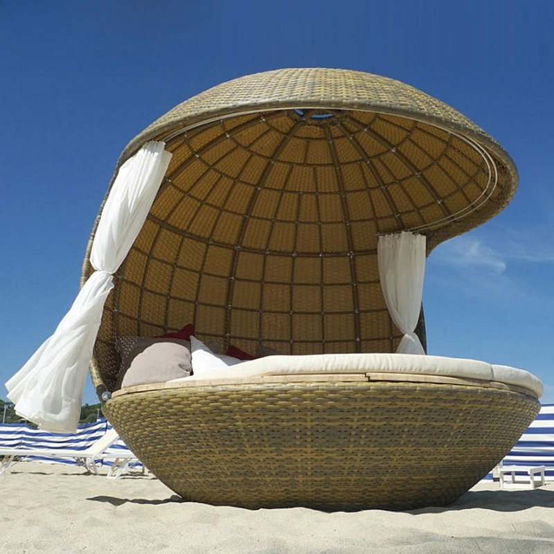 

Outdoor rattan furniture villa scenic garden balcony combination rattan sofa swimming pool beach bed leisure round bed