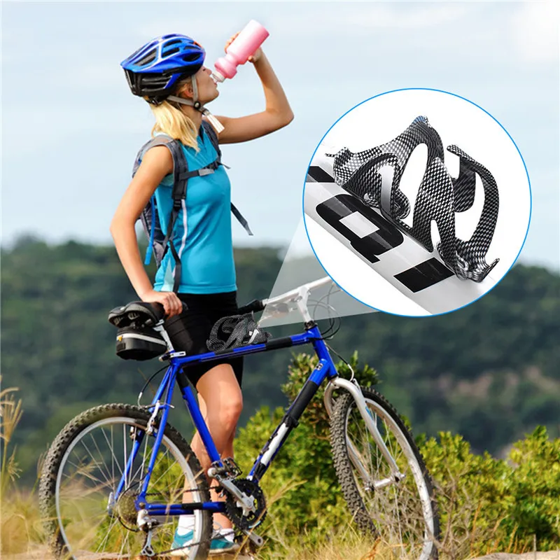 Carbon Fiber Pattern Bicycle Water Bottle Cage Mountain Road Bike Water Bottle Holder Road Bike MTB Accessories 2024