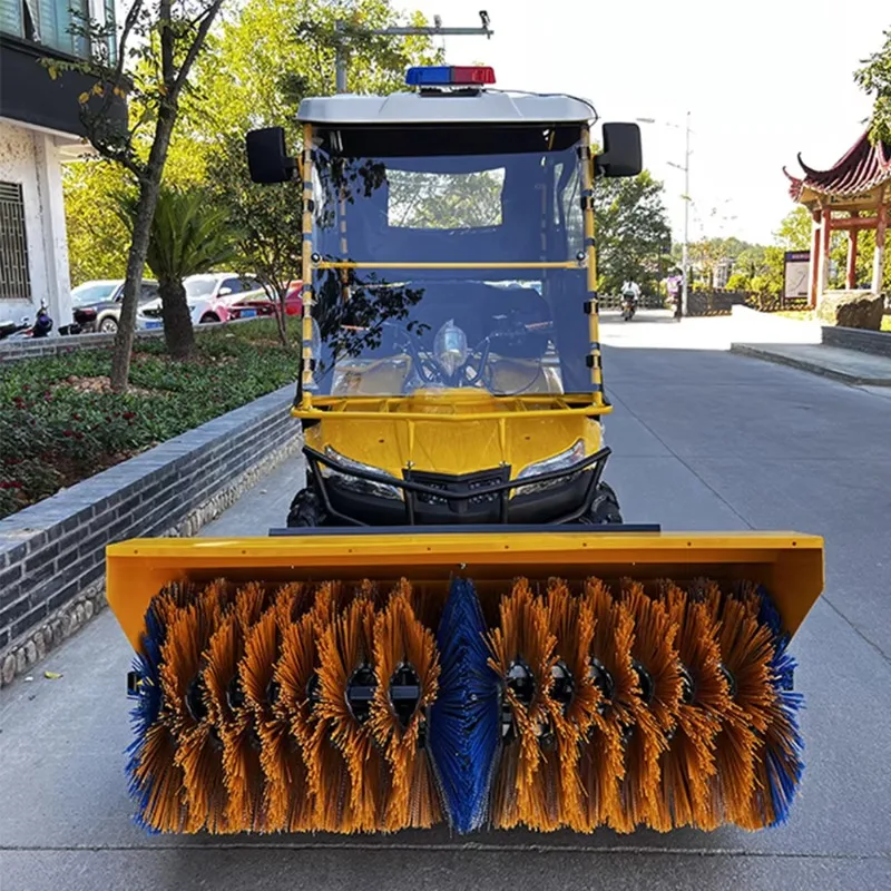New Ride-On Burnishing Snow Sweeper & Plow Machine 130cm Sweeping Width Gas-Powered for Road & Sidewalk Winter Use