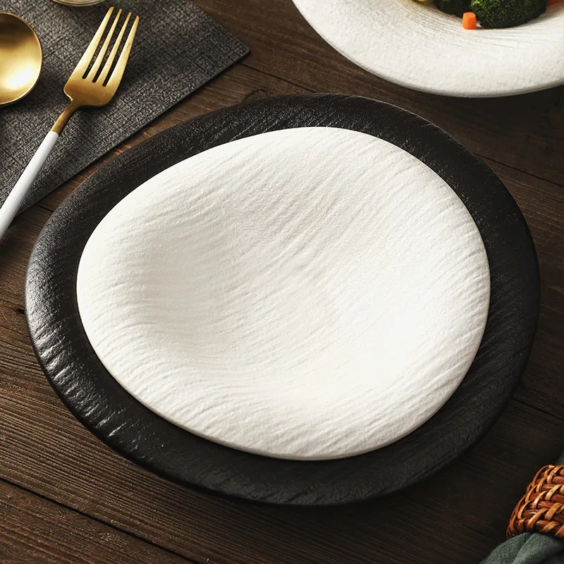 Cloud Shaped Ceramic Salad Plate Western Dining Dish Hotel Quality Vegetables Dessert Bowl Easy to Clean Short Sleeve T-Shirt