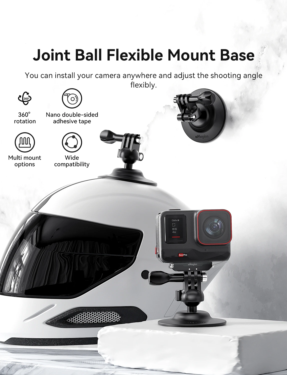 

​Flexible ball head universal base three-clawed version connector for sports camera accessories