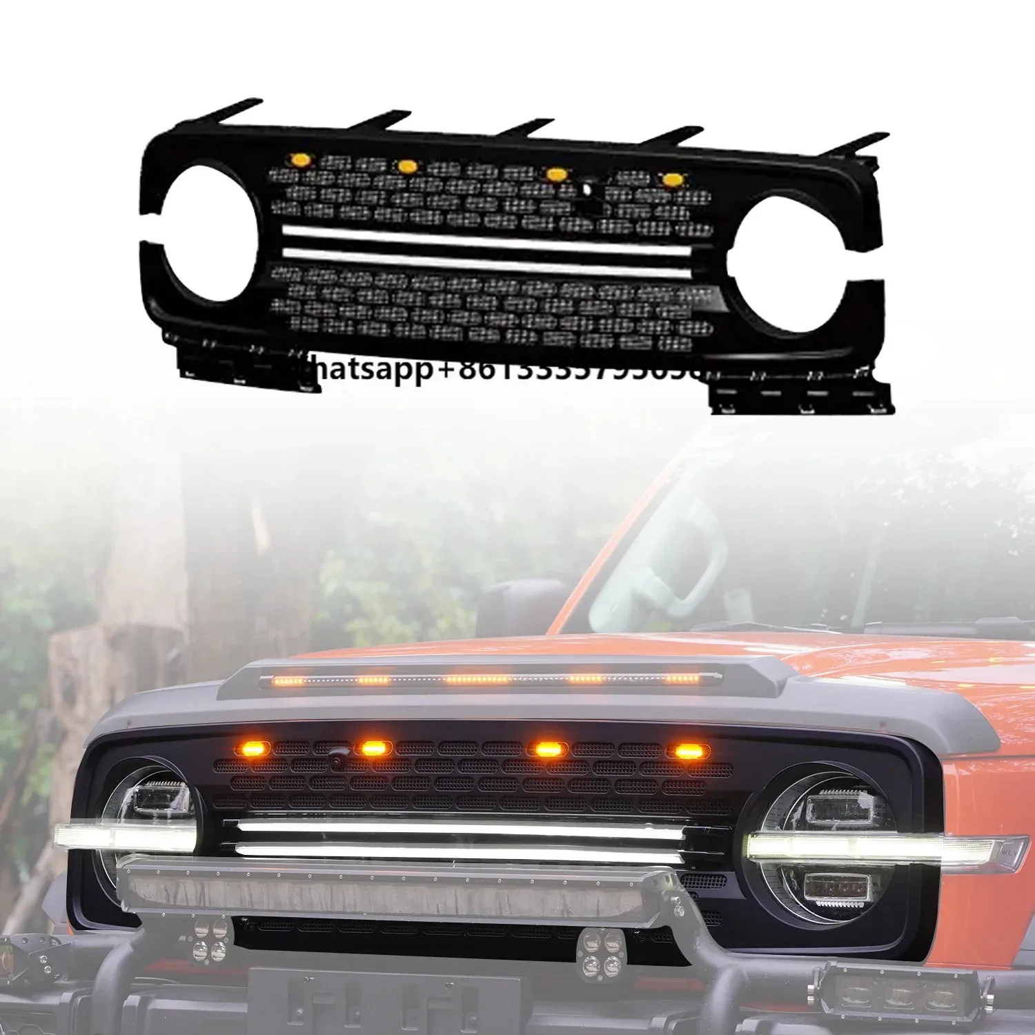 

Car Modification Accessories Shops Bumpers Grille Mesh LED Grille Car Grills Kit With Front Small Amber Light for GWM TANK 300