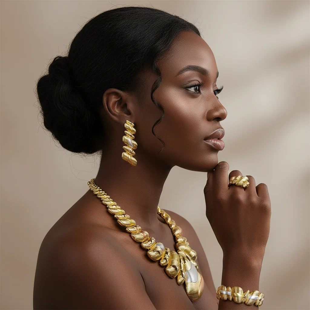 ESALE Elegant Women Wedding Jewelry Set Italian Dubai 18K Gold Color Multi Layer Jewelry Accessories 2026 Trendy New
