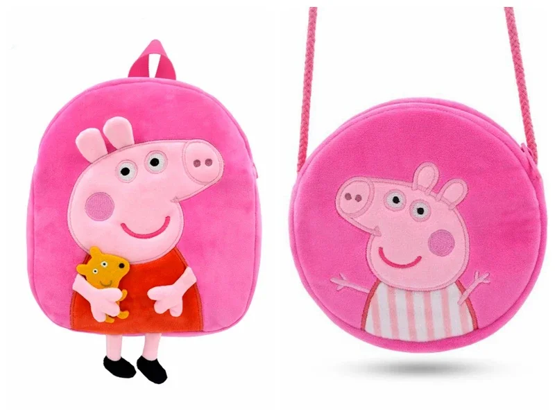 Peppa Pig Page شخصيات أنيمي الأطفال ثلاثية الأبعاد دمية على ظهره أفخم محفظة نسائية للعملات المعدنية لعبة جورج جيب مستدير على ظهره الأطفال هدية