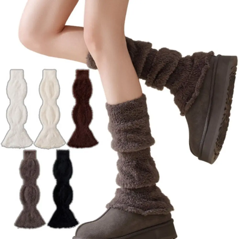 

Fashion Y2K Coral Fleece Foot Cover Elastic Sweet Lolita Boots Cover Warm Soft Mid-tube Socks Home Wear