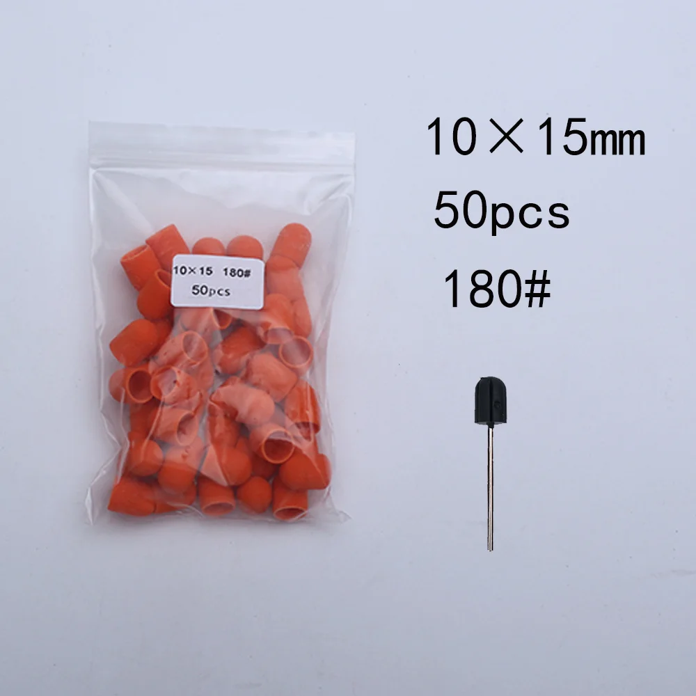 50 Stück Nagelschleifkappen mit Gummi-Pediküreblock – elektrische Bohrer für Fußnägel und Polieren.