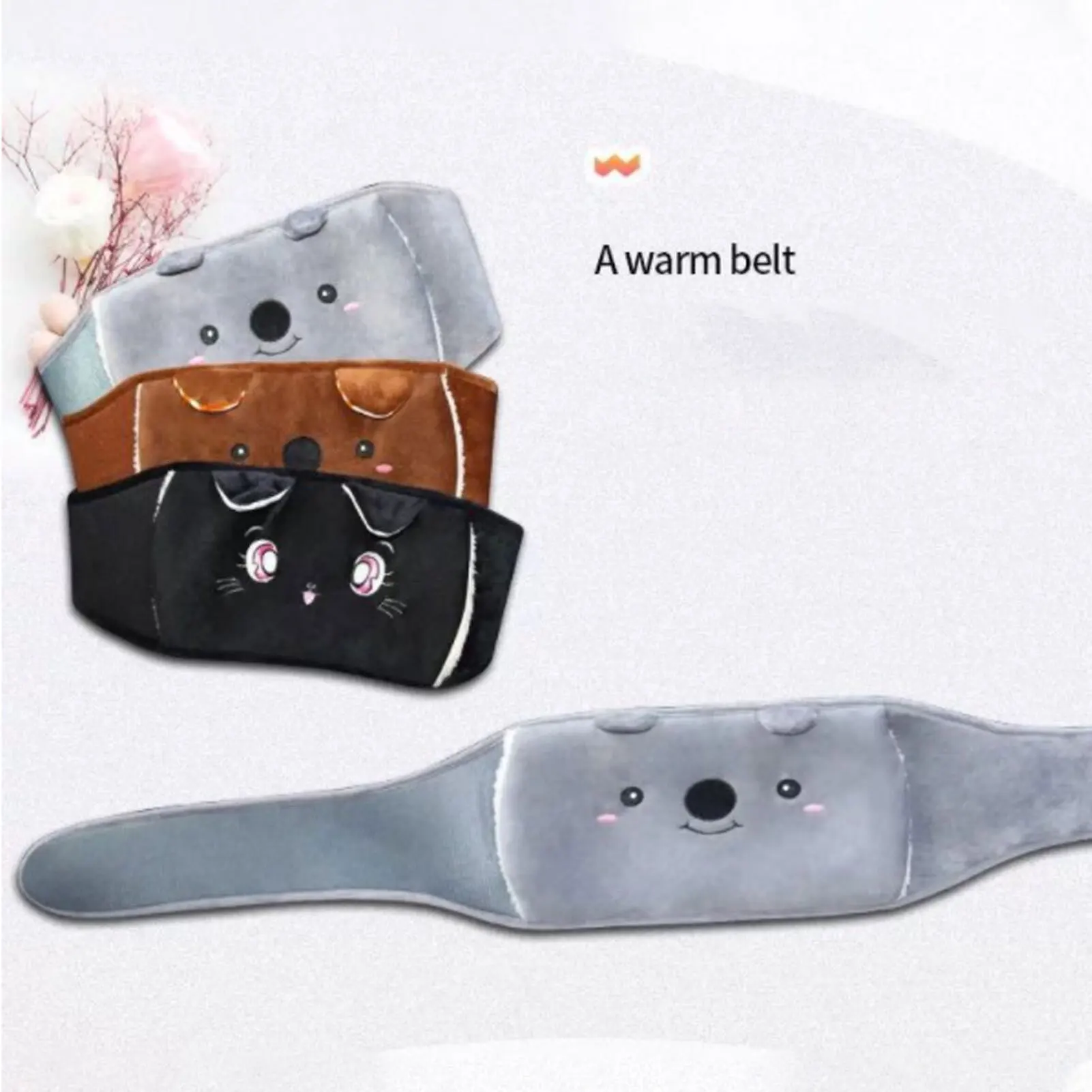 Portable Hot Water Bag Belt Cute Bear 2pcs Heating Water Bag for Waist and Back Warmth