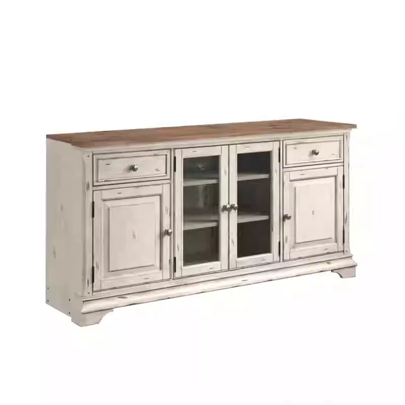 American style, country, living room, solid wood tea cabinet, small apartment