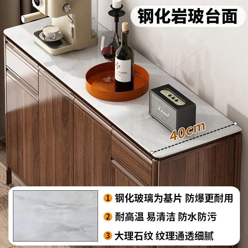 Edge against the wall integrated living room storage solid wood frame tea kitchen cabinet