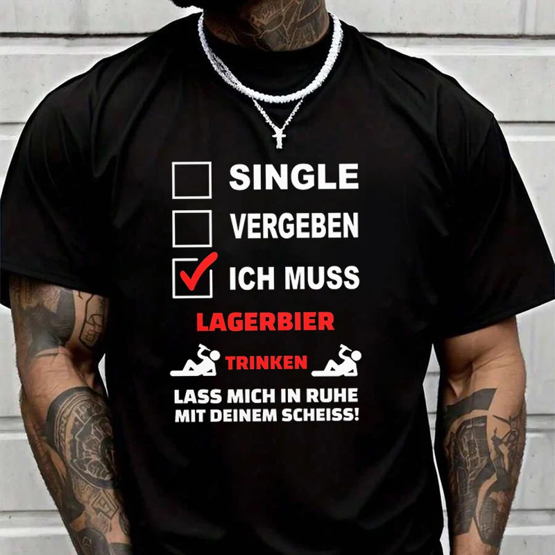 Need Brauche LAGER Akku Al Creative Print T Shirt Summer Short-sleeved Casual Tee Men Women Streetwear Loose T-shirt