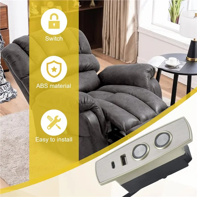 2025 Trend Electric Recliner Controller ABS 2 Button 5 Pin Straight Connectors Electric Sofa Lift Chair Hand Control Switch - view 4