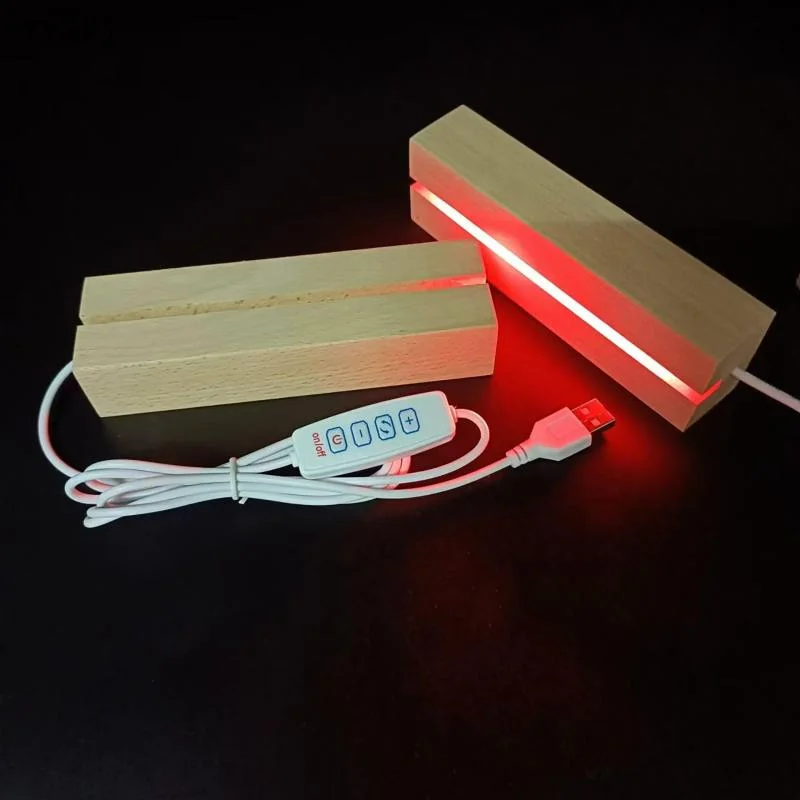 LED Rectangular Wooden Night Light Base Artistic Lamp With USB Powered Switch Suitable For Glass Art And Resin Decor〔YY32〕