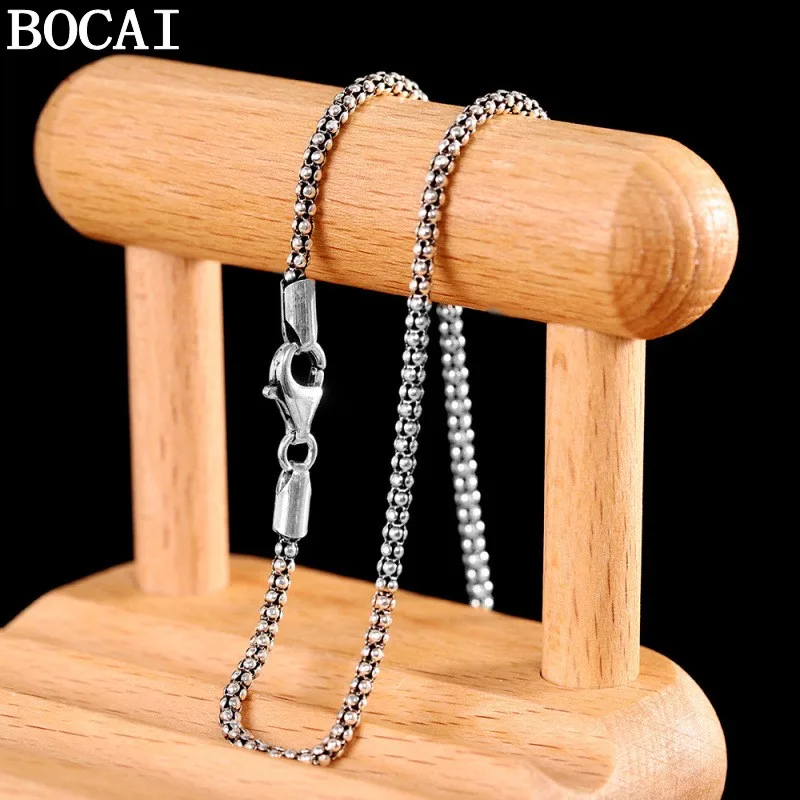 BOCAI New S925 Silver Dragons Scales Necklace for Nen Women Retro Couples Jewelry Accessories