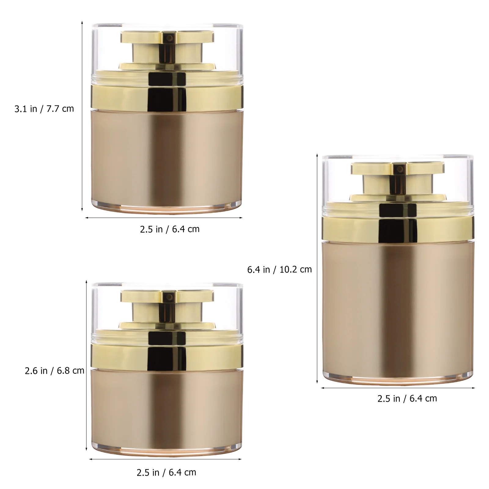 

3 pcs Lotion Bottle Set 30ml 50ml 100ml Golden Acrylic Airless Pump Travel Refillable Vacuum Seal Moisturizer Container