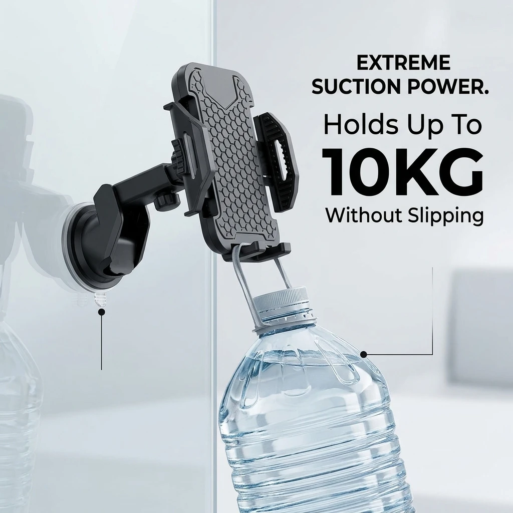 Car Phone Holder Dashboard Windshield Vacuum Suction Cup Telescopic Arm Anti Slip Silicone GPS Navigation Bracket Stand