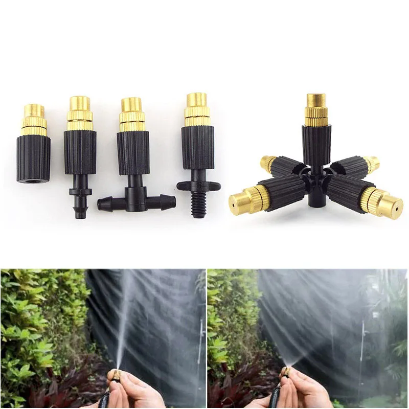 5x Garden watering Sprinkler spray Nozzle water mist fogger Irrigation Misting cooling 4/7mm Tee Connector Sprinkler Accessories