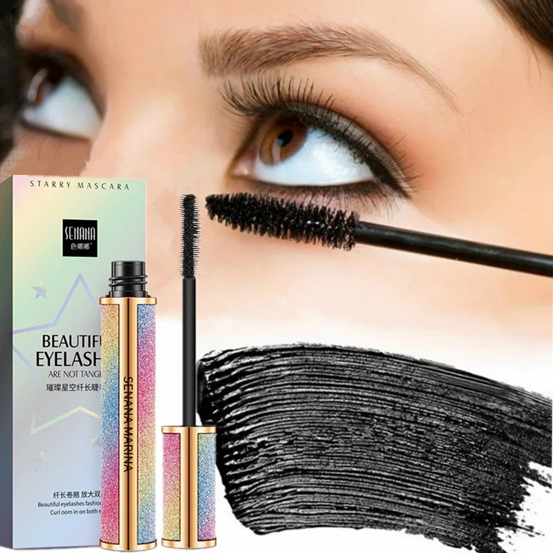 Bầu Trời Đầy Sao Mascara 4D Chống Nước Sợi Lụa Lông Mi Dày Làm Xoăn Tự Nhiên Kéo Dài Mắt Mi Bàn Chải 4D Đen Mắt Trang Điểm