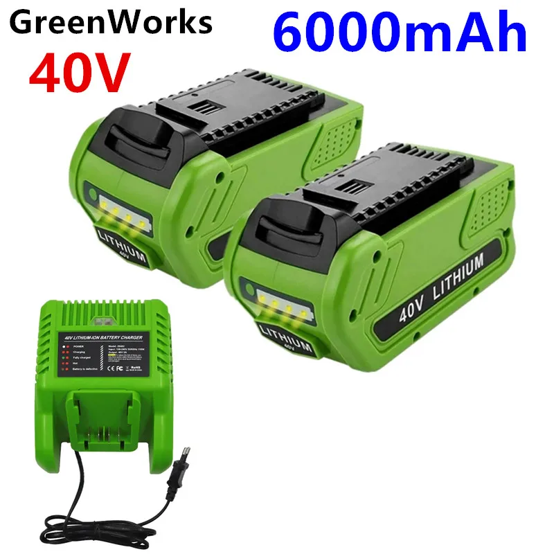 40V 6,0 Ah Ersatz Lithium-Batterie für 6000mAh GreenWorks 29472 29462 Batterie G-MAX Power Tool 29252 20202 22262 25312 L50