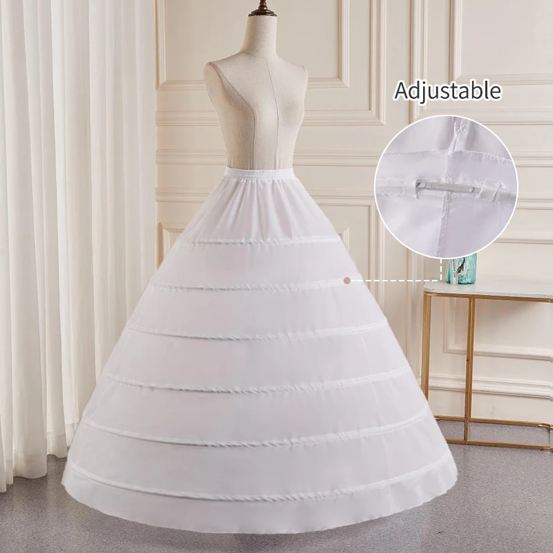 Bride Wedding Dress Petticoat Long 6 Hoops Crinoline Underskirt Bottom For A Swollen White Ball Gown Skirt Party Dresses Cosplay image 3