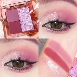 Three-color eye shadow earth color pearl matte fine flash natural three-dimensional flash powder brightens portable eye shadow