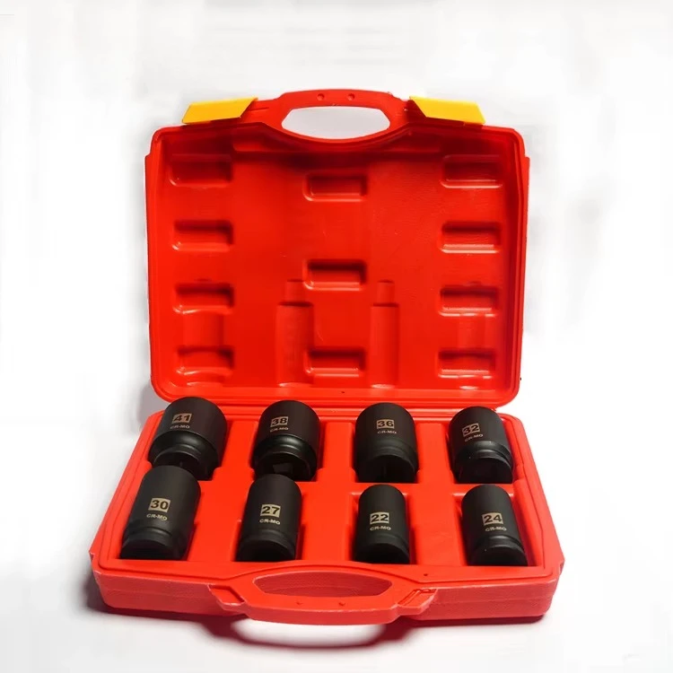 8pcs Standard Easy to Read Shallow Impact Socket Set 6pt 1in