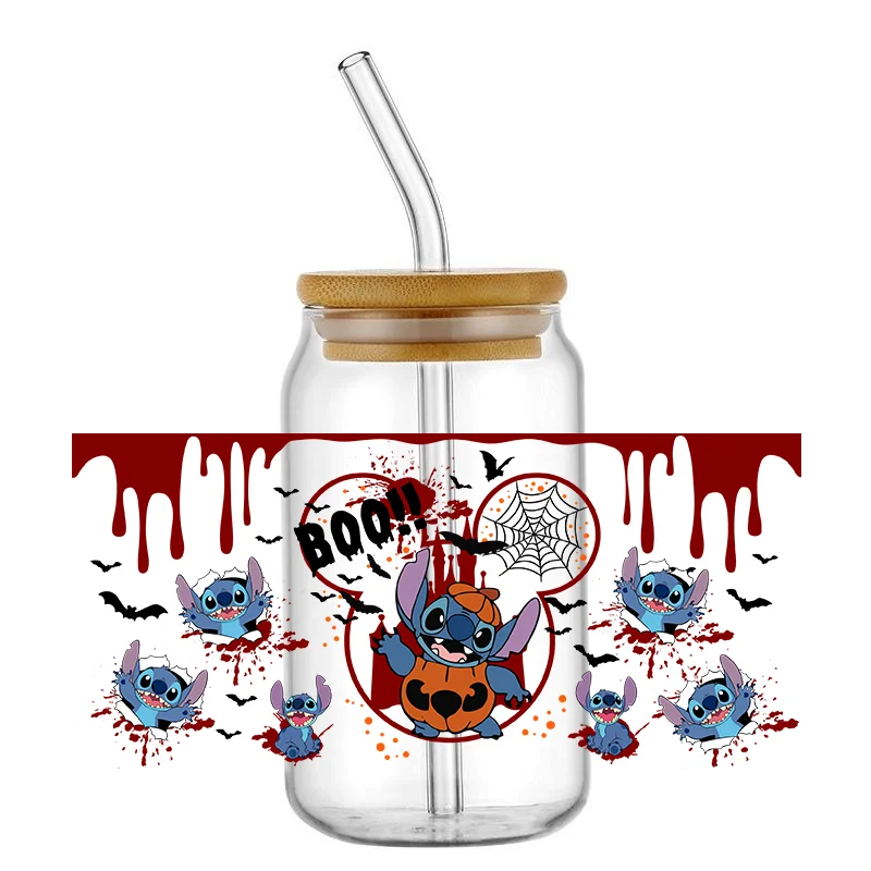 Personalize Halloween Stitch Up Transfer Sticker UV DTF DIY For 16oz Glass Cup Can Wraps Easy To Use Custom Mugs Gift Decals