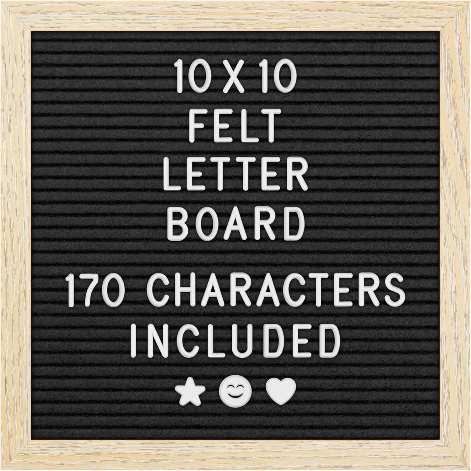 

Customizable Felt Letter Board, 10x10", Black - 170 Letters, Numbers & Emojis for Home & Office Decor