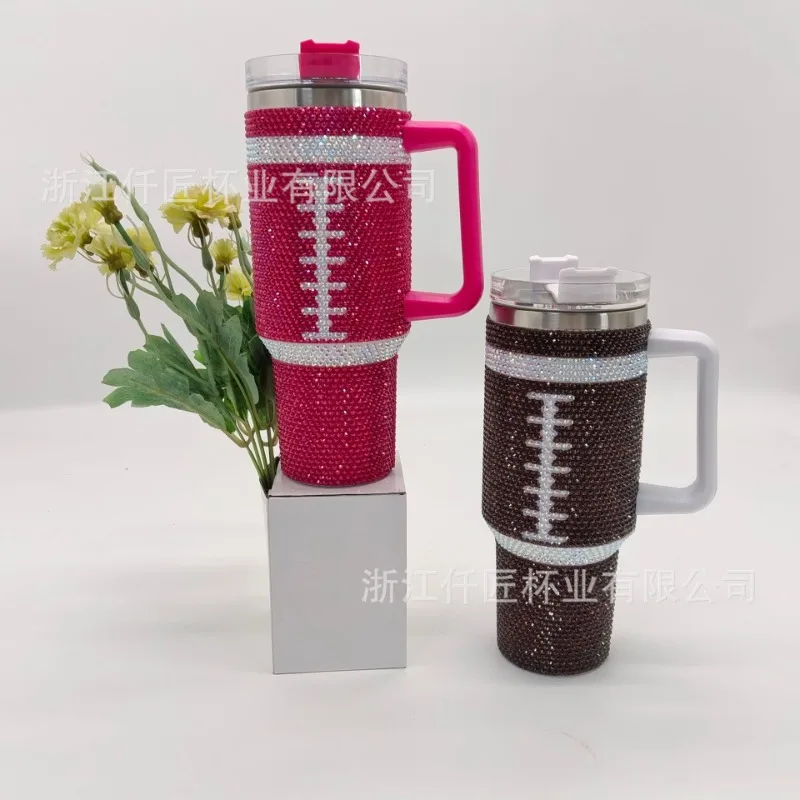 

New Generation 40oz Resin Rubber Drill Thermos Cup Ice Bully Cold Cup 304 Stainless Steel Straw Car Cup