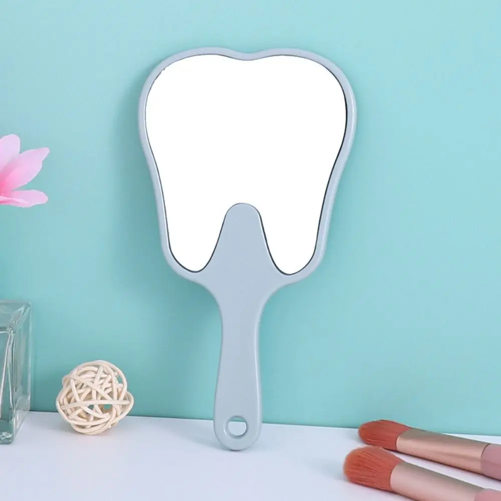Simple Plastic Tooth-shaped Mirror Mini High-definition Handheld Sector Mirror Lightweight Portable Makeup Mirror Women