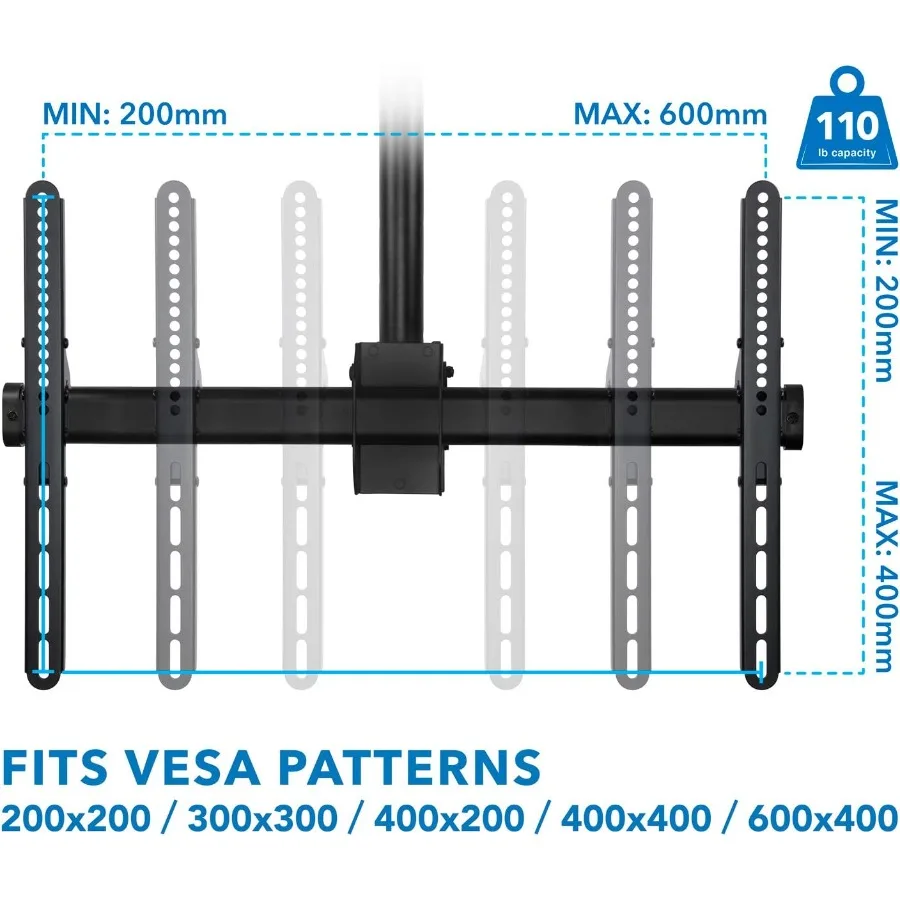 دعامة تثبيت للتلفاز طويلة جدًا بطول 10 أقدام لـ 40 42 47 50 55 60 70 بوصة تلفزيونات مسطحة بارتفاع قابل للتعديل Telesco
